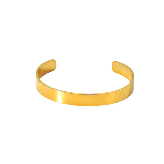 Gold Stainless Steel Wide Smooth Bracelet